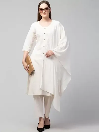 Elegant Self Design Kurta with Pant And Dupatta Set For Women