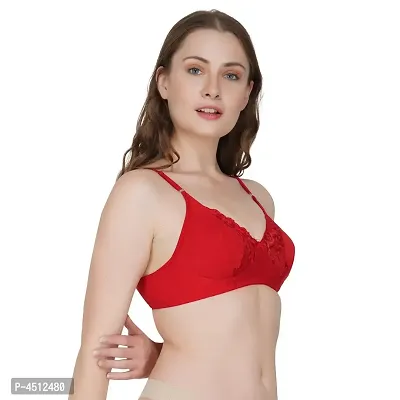 Stylish Cotton Hosiery Solid Padded Seamless Bra For Women - Set of 2-thumb3