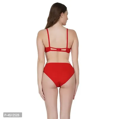 Stylish Cotton Solid Bikini Bra with Panty Set For Women - Set of 2-thumb2