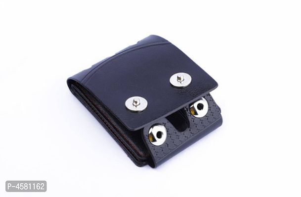 Men Black Genuine Leather Wallet  (3 Card Slots)-thumb0
