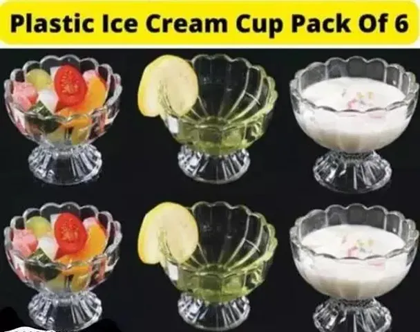 NGEL Ice Cream Bowls, Salad Dessert Serving Bowls, Tableware Set, 120 ml, Crystal Clear (6)