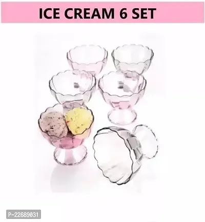 Unbreakable Plastic Transparent Ice Cream Cup 250ml (Pack Of 6) Bowls-thumb0