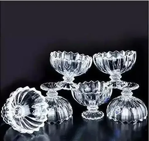 SAJANI Ice Cream Bowls, Salad Dessert Serving Bowls, Tableware Set, 120 ml, Crystal Clear (6)