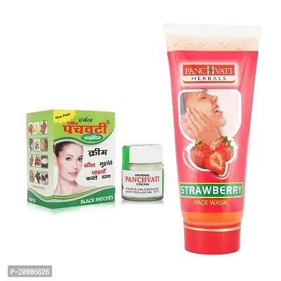 Panchvati Acne Cream 10 Gm, Strawberry Face Wash 60 Ml Combo