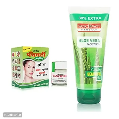 Panchvatinbsp; Herbals Acne Cream 10 gm + Aloe Vera Face Wash 60 ml Combo,Removes black patches, Removes pimples, Gives everlasting shine and glow, Nourishes skin deeply, Ideal For Men  Women