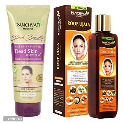 Panchvati Herbals Dead Skin Remover Gel 200 ml  Panchvati Roop Ujala 200 ml combo pack, 400 ml, Herbal Face Scrub for All Skin Type