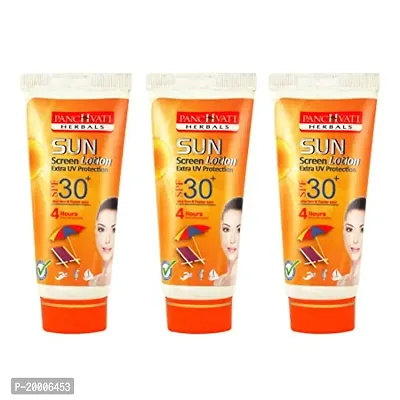 Panchvati Herbals Sunscreen Lotion Extra UV Protection SPF 30+ All Skin Type I Removes Sun Tan  Natural Moisturizer I Pack of -3 Each 60 ml