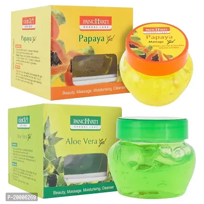Panchvati Herbals Papaya Gel 100 ml + Panchvati Aloe Vera Gel 100 ml, Herbal Face Gel Combo Pack for Glowing Skin  all Skin Types-thumb0