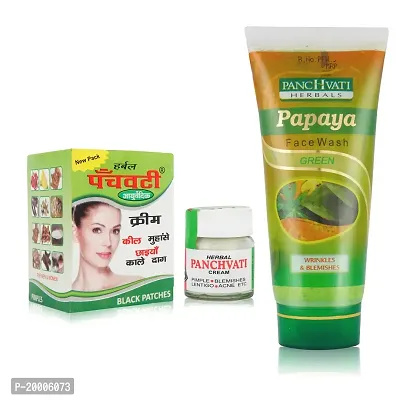 Panchvati?Herbals Acne Cream 10gm + Green Papaya Face Wash 60ml Combo Pack, Subsides Redness of Skin, Even Tones Skin, Maintains Natural Glow-thumb0