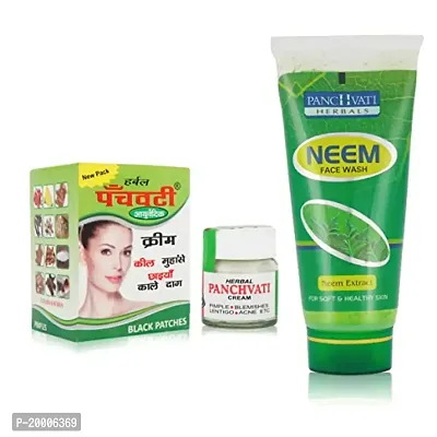 Panchvatinbsp; Herbals Acne Cream 10 gm + Neem Face Wash 60 ml Combo, Nourishes skin deeply , Imparts skin with a healthy glow, Fights acne and infection, Makes skin soft and healthy-thumb0