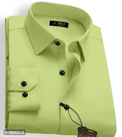 Elegant Green Cotton Solid Long Sleeves Casual Shirts For Men-thumb0