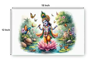 God Krishna Religious Poster For Wall 12X18 Inches With Gloss Lamination-thumb1