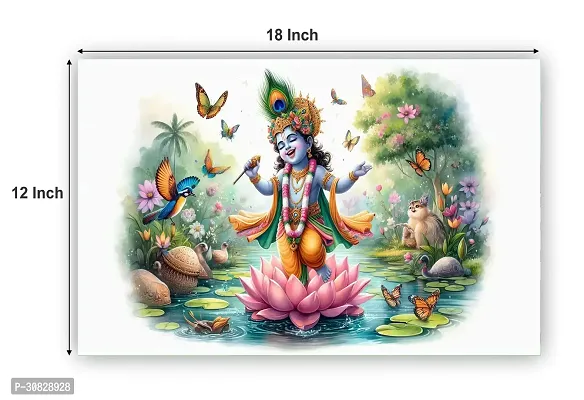 God Krishna Religious Poster For Wall 12X18 Inches With Gloss Lamination-thumb2