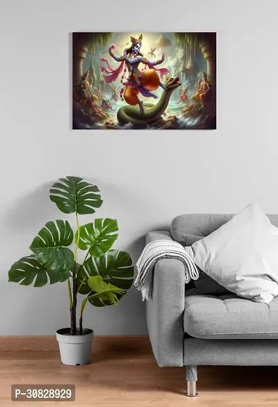 God Krishna Religious Poster For Wall 12X18 Inches With Gloss Lamination-thumb3