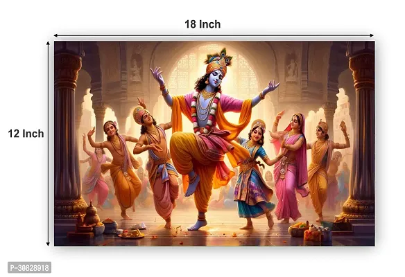 God Krishna Religious Poster For Wall 12X18 Inches With Gloss Lamination-thumb2