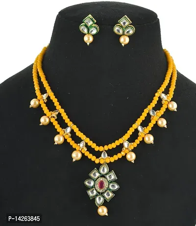 Traditional Alloy Yellow Jewellery Set For Women-thumb0