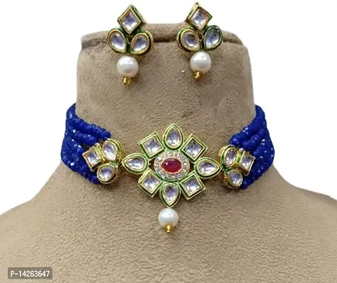 Traditional Alloy Blue Jewellery Set For Women-thumb0