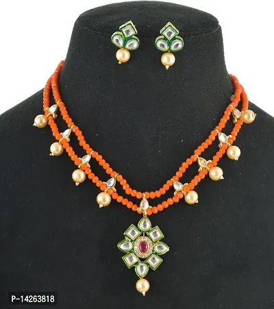 Traditional Alloy Orange Jewellery Set For Women-thumb0