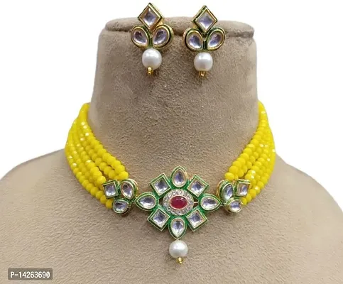 Traditional Alloy Yellow Jewellery Set For Women-thumb0