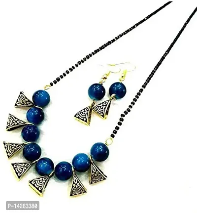 Traditional Alloy Blue And Black Jewellery Set For Women-thumb0