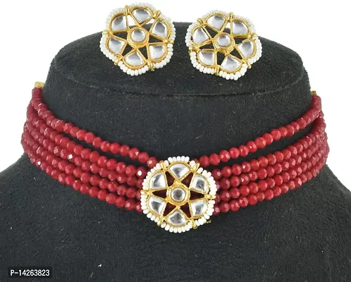 Traditional Alloy Maroon Jewellery Set For Women