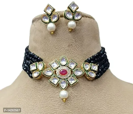 Traditional Alloy Black Jewellery Set For Women