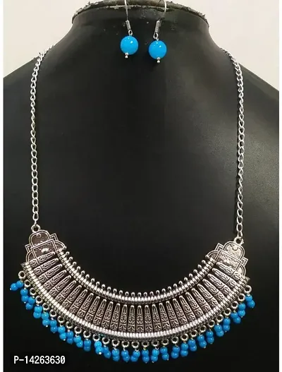 Traditional Alloy Blue Jewellery Set For Women