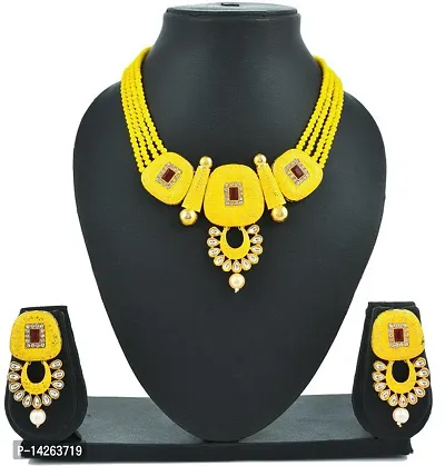 Traditional Alloy Yellow Jewellery Set For Women