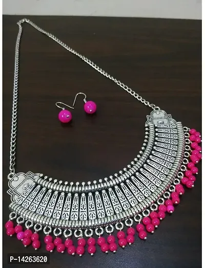 Traditional Alloy Pink Jewellery Set For Women