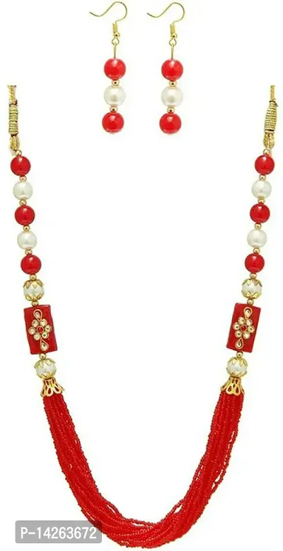 Traditional Alloy Red Jewellery Set For Women