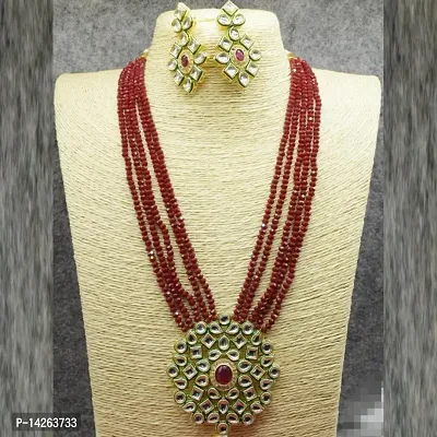 Traditional Alloy Maroon And Green Jewellery Set For Women-thumb0