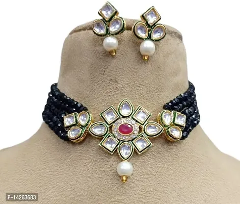 Traditional Alloy Black Jewellery Set For Women