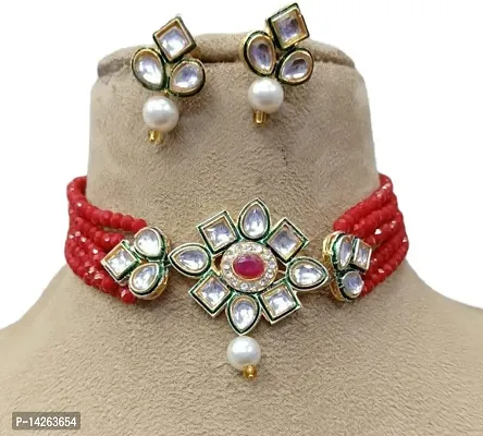 Traditional Alloy Red Jewellery Set For Women