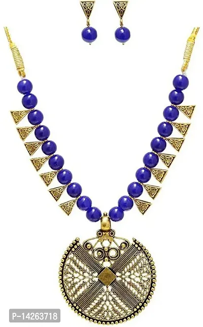 Traditional Alloy Blue Jewellery Set For Women