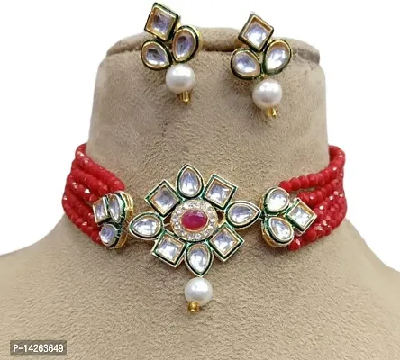 Traditional Alloy Red Jewellery Set For Women-thumb0