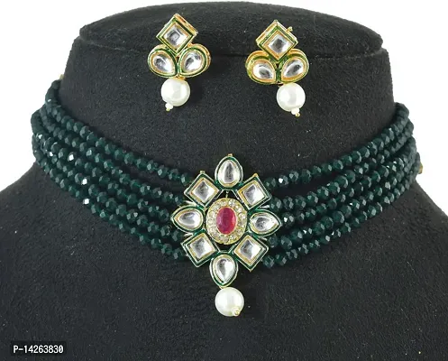 Traditional Alloy Green Jewellery Set For Women