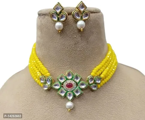 Traditional Alloy Yellow Jewellery Set For Women