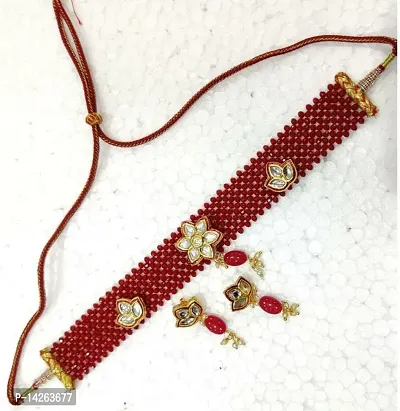 Traditional Alloy Red Jewellery Set For Women