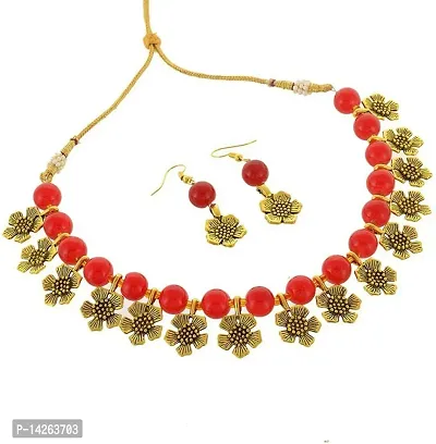 Traditional Alloy Red Jewellery Set For Women