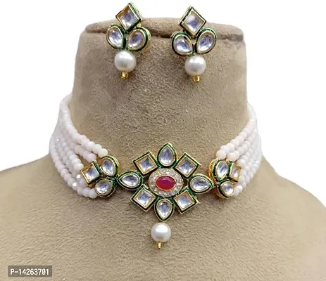 Traditional Alloy White Jewellery Set For Women