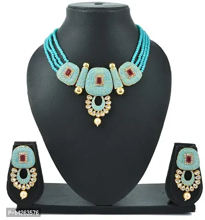 Traditional Alloy Blue Jewellery Set For Women-thumb0