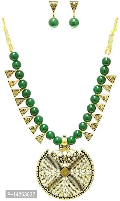 Traditional Alloy Green Jewellery Set For Women