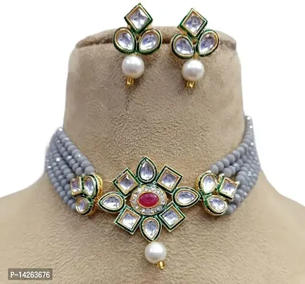 Traditional Alloy Grey Jewellery Set For Women