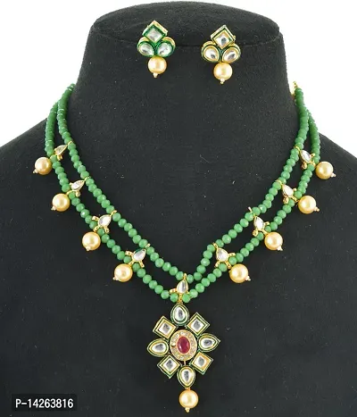 Traditional Alloy Green Jewellery Set For Women-thumb0