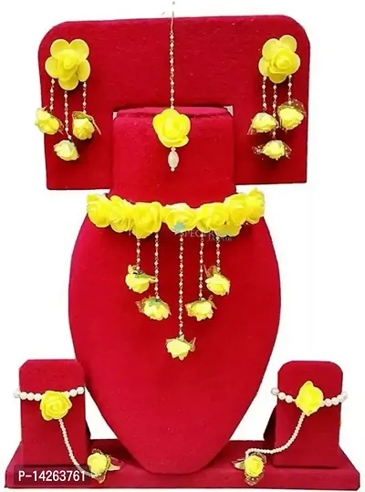 Traditional Fabric Yellow Jewellery Set For Women-thumb0