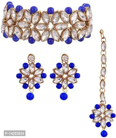 Traditional Alloy Blue Jewellery Set For Women