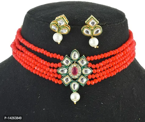 Traditional Alloy Red Jewellery Set For Women-thumb0