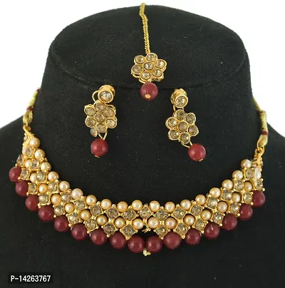 Traditional Alloy Red Jewellery Set For Women