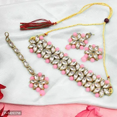 Traditional Alloy Pink Jewellery Set For Women