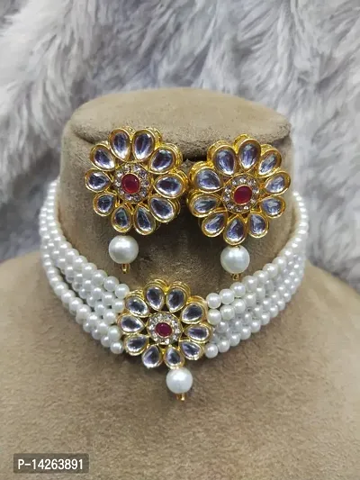 Traditional Brass White Jewellery Set For Women